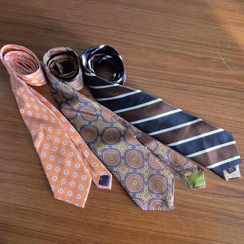 Vintage Patterned Ties - Orange, Brown, Multicolor